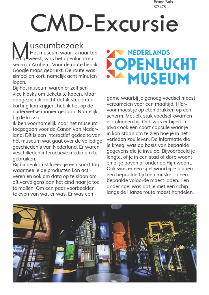 Eerste pagina van de eerste versie van het Excursieverslag